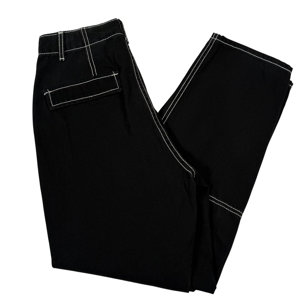 Baggy High Rise Size 4 Contrast Stitch Wide Leg Crop Hip Hop Goth Grunge Skater